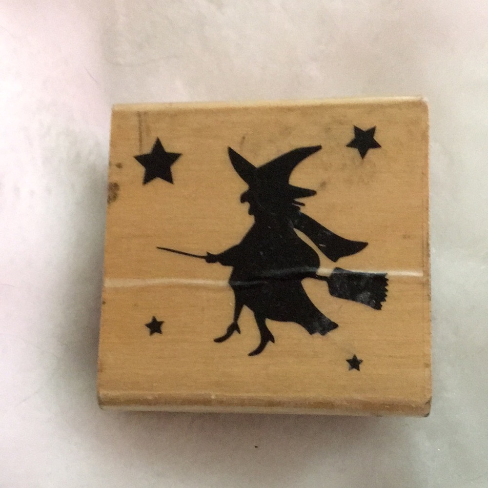 Witch Silhouette Rubber Stamp